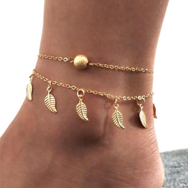 Bohemian Gold Leaf Tassel Anklets